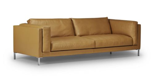 Juul 301 2,5 Pers. Sofa L: 240 cm – Prestige Cognac-Leder/gebürsteter Edelstahl