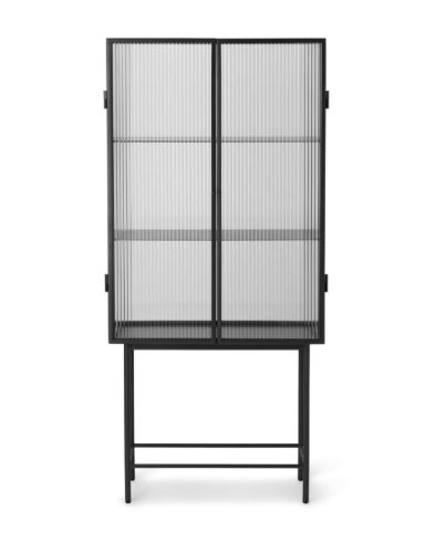 Ferm Living Haze Vitrine 155x70cm - Reeded Glass/Black