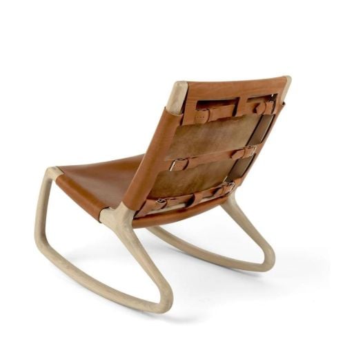 Mater Rocker Chair H: 78 cm – Whiskey-Leder/matt lackierte Eiche