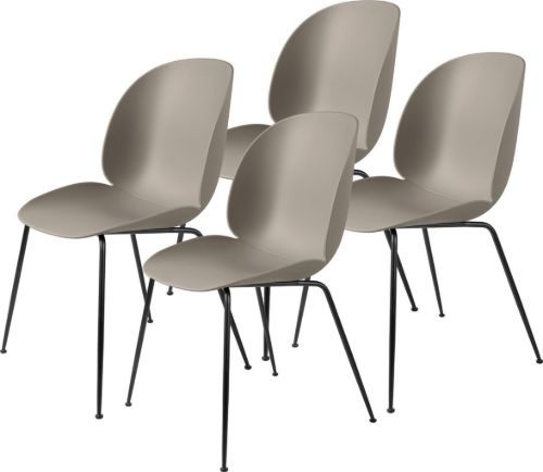 GUBI Beetle Dining Chair Conic Base 4 stk - Black Matt Base/New Beige Shell