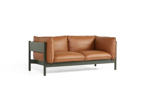 HAY Arbour 2 Seater B: 180 cm - Nevada NV2488S Cognac / Bottle Green Waterbased Lacquered Solid Beech
