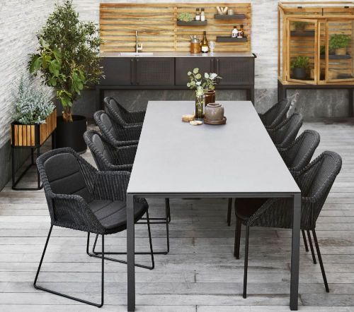 Cane-line Outdoor Pure Tisch 280x100 cm - Lavagrau/Betongraue Keramik