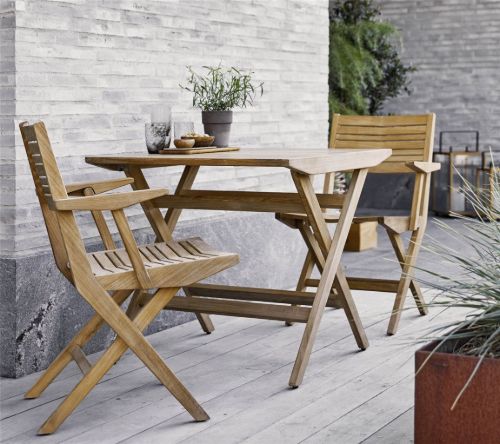Cane-line Outdoor Flip Klappstuhl mit Armlehnen SH: 47 cm - Teak
