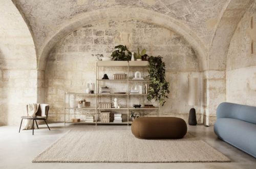 Ferm Living Rico Ottomane, gebürstet, L: 124 cm – warmes Grau