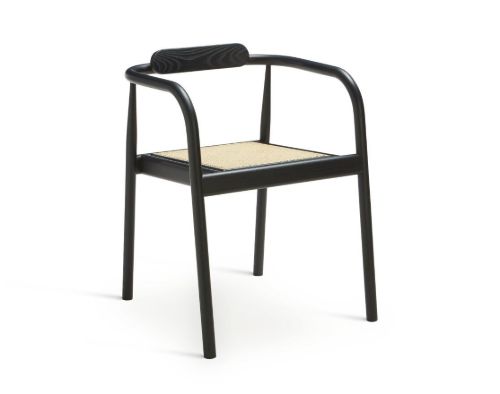 Please Wait to be Seated. Ahm Stuhl SH: 46,5 cm – Schwarz/Rohrgeflecht
