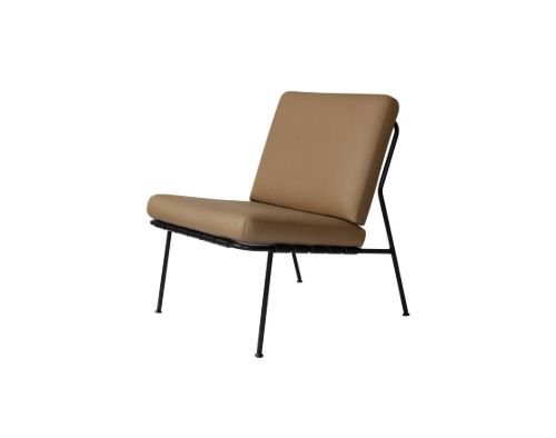 Dux Domus Steel Lænestol H: 71 cm - Sort stel / Brun læder
