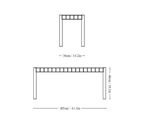 &Tradition TK4 Betty Bench, klein, B: 105 cm, Schwarz/Naturleinen