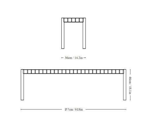 &Tradition TK5 Betty Bench groß B: 157 cm – Schwarz/Naturleinen