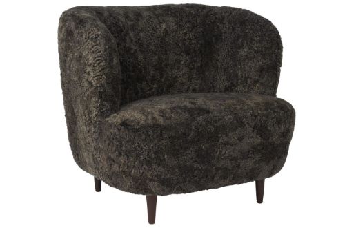 GUBI Stay Lounge Chair Fully Upholstered SH: 40 cm - Espresso/Smoked Oak