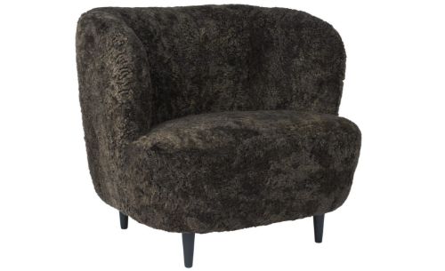 GUBI Stay Lounge Chair Fully Upholstered SH: 40 cm - Espresso/Black Stained Oak