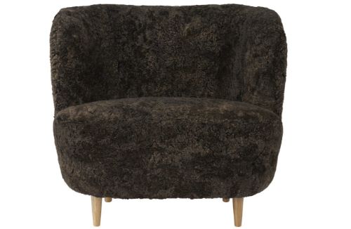 GUBI Stay Lounge Chair Vollgepolstert SH: 40 cm – Espresso/Eiche