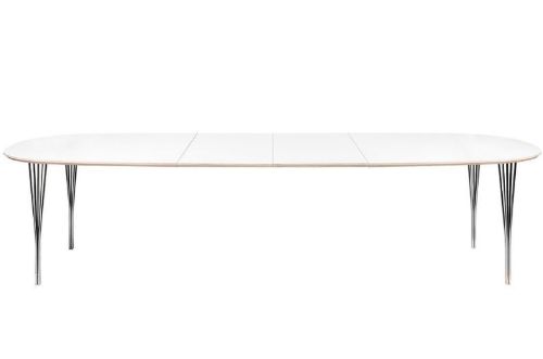 Haslev Symphony 78 Ovaler Esstisch 105 x 200 cm – Weißes Laminat / Chrom