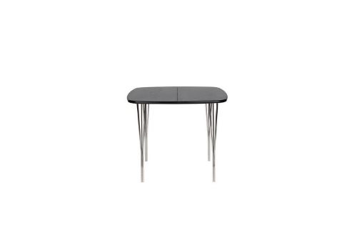 Haslev Symphony 86 Spisebord 90 x 90 cm - Sortbejdset & Lakeret Eg / Chrome