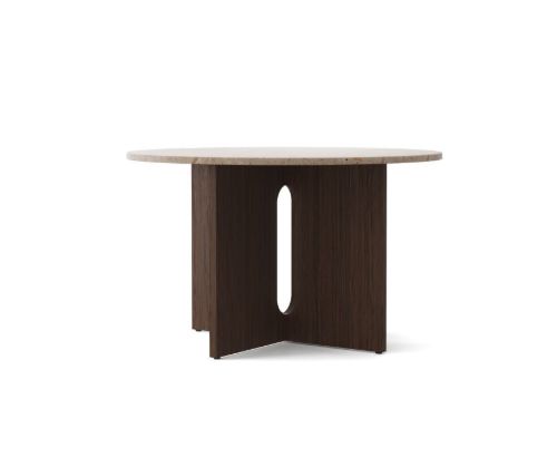 Audo Copenhagen Androgynous Esstisch Ø: 120 cm – Dunkel gebeizte Eiche/Kunis Breccia Sand