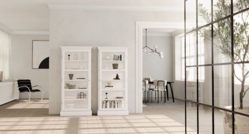 Lindebjerg Design Classic V3 Vitrine Linksangeschlagene Tür 80x170 cm - Weiß