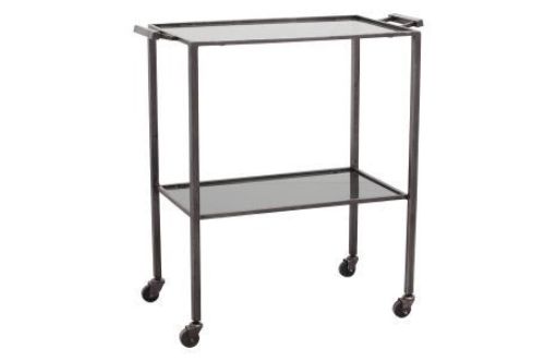 Nordal Tone Rollwagen mit 2 Ablagen 78 x 41 cm – Schwarzes Glas