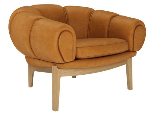 GUBI Croissant Lounge Chair SH: 46 cm - Eiche / Chamois Cuoio