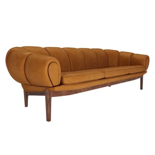GUBI Croissant Sofa SH: 46 cm - Walnuss / Sämischleder
