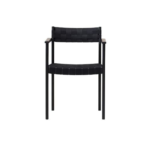 UDGÅR med lager Form & Refine Motif Armchair SH: 45,5 cm - Black Painted Oak/Black Linen Webbing OUTLET