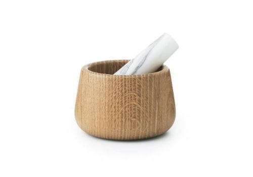 Normann Copenhagen Craft Mortar & Pestle Ø: 13 cm - White Marble/Oak