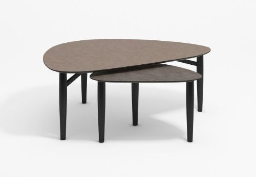 Thomsen Furniture Katrine Sofabord Trekant Stor 89x126x50 cm - Stenlook Gråbrun/Sortlakeret Eg