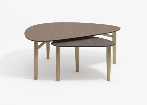 Thomsen Furniture Katrine Sofabord Trekant Lille 42x67x45 cm - Stenlook Gråbrun/Natur Eg