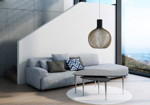 Thomsen Furniture Katrine Couchtisch Triangle Small 42x67x45 cm - Steinoptik Granitgrau/Gebürsteter Stahl