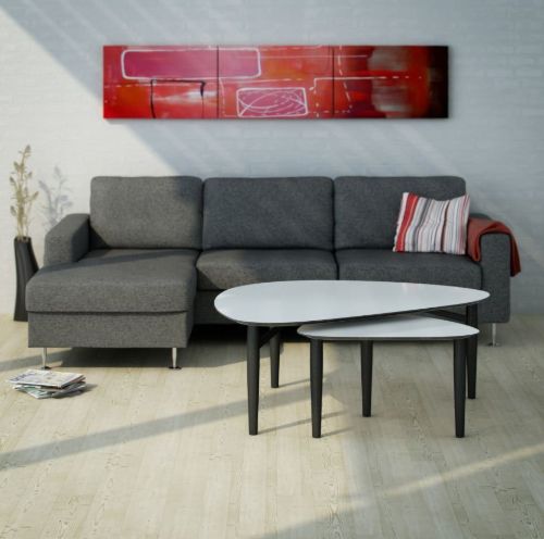 Thomsen Furniture Katrine Couchtisch Triangle Large 89x126x55 cm - Nano Schwarz/Natureiche
