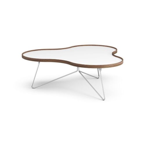 Swedese Flower Couchtisch 114 x 107 x 39 cm – Walnuss/weißes Laminat/Chrom