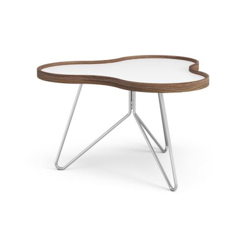 Swedese Flower Couchtisch 66 x 62 x 39 cm – Walnuss/weißes Laminat/Chrom