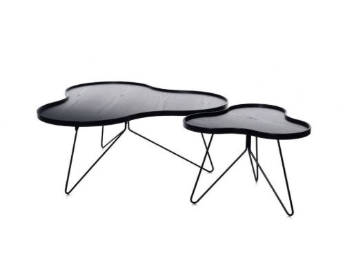 Swedese Flower Mono Couchtisch 114 x 107 x 39 cm – schwarz lackierte Esche/schwarzer Stahl