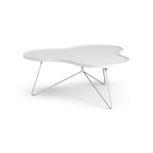 Swedese Flower Mono Couchtisch 114 x 107 x 45 cm – weiß lackierte Esche/Chrom