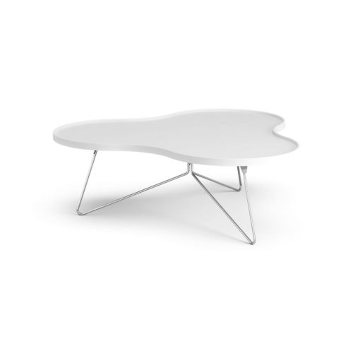 Swedese Flower Mono Couchtisch 114 x 107 x 39 cm – weiß lackierte Esche/Chrom