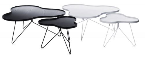 Swedese Flower Mono Couchtisch 66 x 62 x 45 cm – weiß lackierte Esche/weißer Stahl