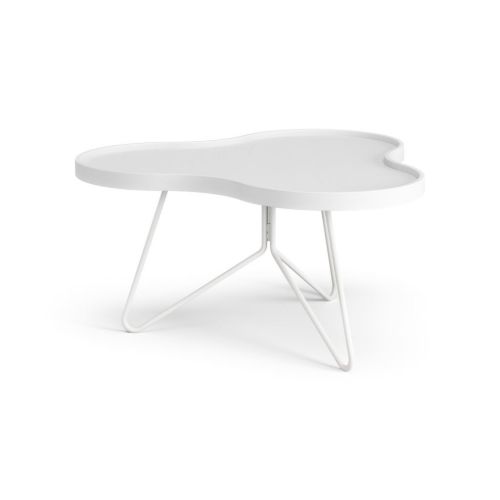 Swedese Flower Mono Couchtisch 66 x 62 x 39 cm – weiß lackierte Esche/weißer Stahl