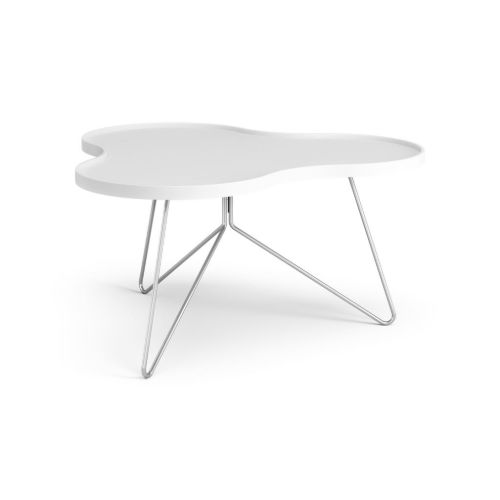 Swedese Flower Mono Sofabord 90x84x45 cm - Hvidlakeret Ask/Krom