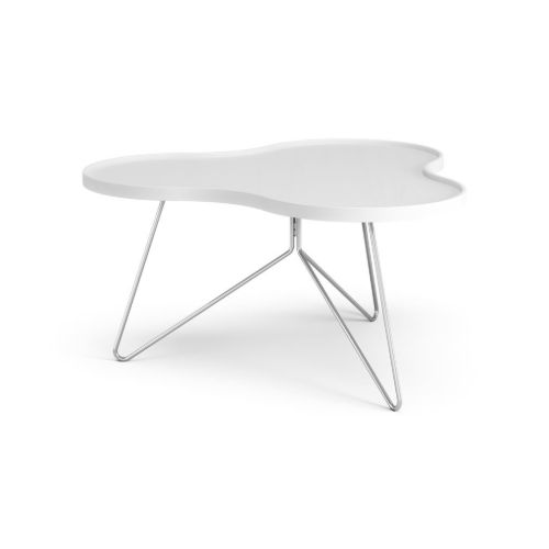 Swedese Flower Mono Couchtisch 90x84x45 cm - Weiß lackierte Esche/Chrom