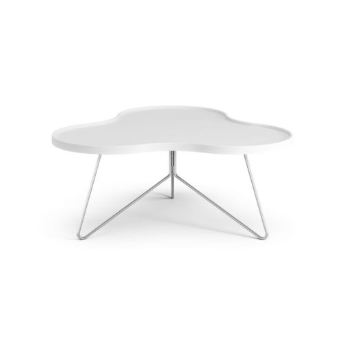 Swedese Flower Mono Couchtisch 90x84x39 cm - Weiß lackierte Esche/Chrom