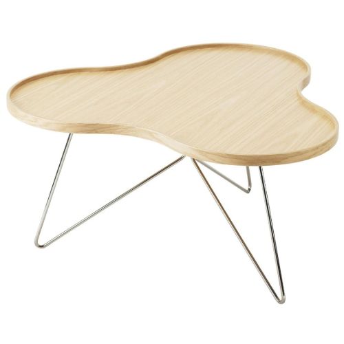 Swedese Flower Mono Sofabord 66x62x39 cm - Eg Natur Lak/Krom