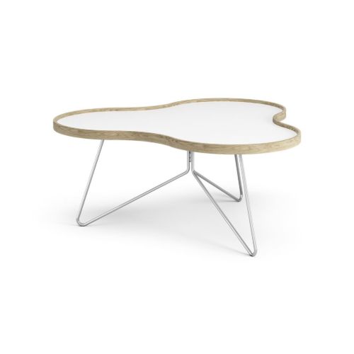 Swedese Flower Couchtisch 90 x 84 x 39 cm – Eiche/weißes Laminat/Chrom