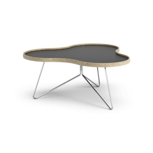 Swedese Flower Couchtisch 90 x 84 x 39 cm – Eiche/Schwarzes Laminat/Chrom