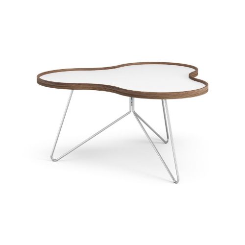 Swedese Flower Couchtisch 90 x 84 x 45 cm – Walnuss/weißes Laminat/Chrom