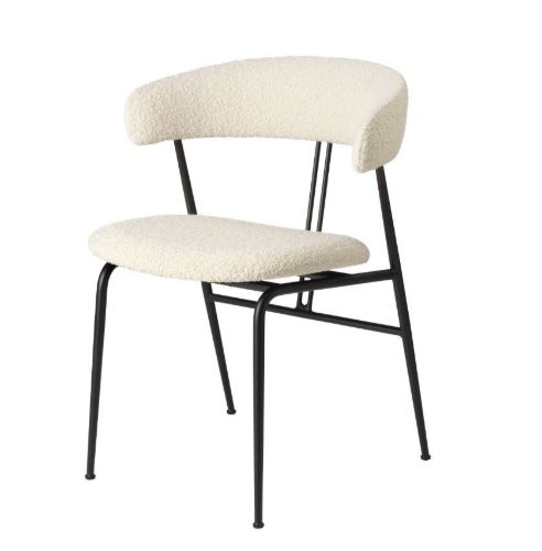 GUBI Violin Dining Chair Upholstered Bouclé SH: 45 cm - Black Matt / 001
