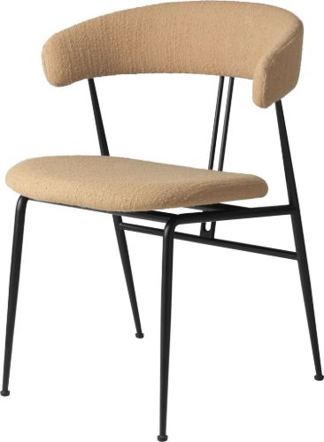 GUBI Violin Dining Chair Fully Upholstered New Wool SH: 45 cm - Black Matt / Beige