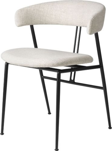 GUBI Violin Dining Chair Fully Upholstered Svevo SH: 45 cm - Black Matt / 002