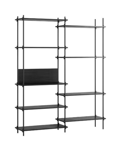 Moebe Shelving System Double w. Back Plate 200x162 cm - Black