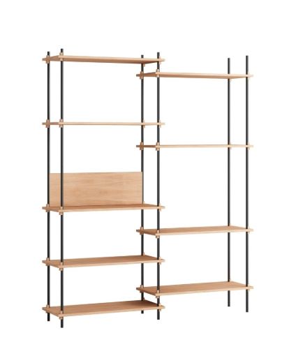 Moebe Shelving System Double w. Back Plate 200x162 cm - Oak/Black
