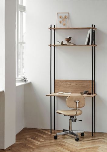 Moebe Regalsystem Schreibtisch hoch 200 x 85 cm – Weiß/Eiche