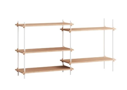 Moebe Shelving System Low/Double 85x162 cm - Oak/White