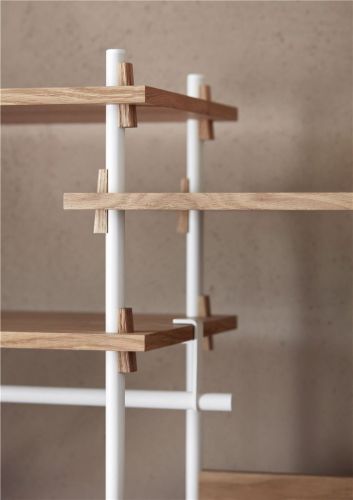 Moebe Regalsystem niedrig/doppelt 85 x 162 cm – Eiche/Weiß